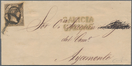 Spanien: 1851 6cu. Black, Used On Wrapper From Caldas To Ayamonte, Obliterated With The Prefilatelic - Gebruikt
