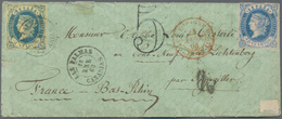 Spanien: 1863, 2 Cs Blue On Yellow, Tied By Cds LAS PALMAS / CANARIAS, 13.ENE.63, Together With An U - Gebruikt