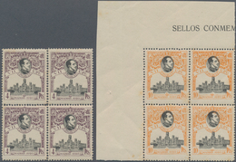 Spanien: 1920, 7th United Postal Union Congress Complete Set In Blocks Of Four With 1c. + 2c. Withou - Gebruikt