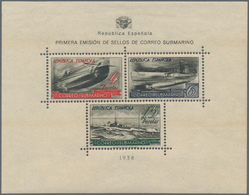 Spanien: 1938, Submarine Mail, Souvenir Sheet, Mint Never Hinged, Slightly Toned Original Gum, As Us - Gebruikt