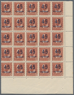 Spanien: 1938, Vicente Blasco Ibanez 2c. Red-brown With UNISSUED Surcharge '45 Centimos' In A Block - Used Stamps