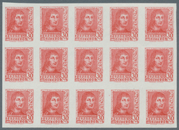 Spanien: 1938, Ferdinand II. Five Different Stamps Incl. Both Imprints Of 30c. In IMPERFORATED Block - Gebraucht