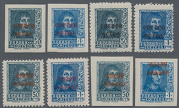Spanien: 1938, Ferdinand II. Definitive Stamps 50c. Greyish-blue And 1pta. Blue Four Sets With Varie - Gebruikt