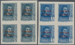 Spanien: 1938, Ferdinand II. Definitive Stamps 50c. Greyish-blue And 1pta. Blue With Red Opt. 'corre - Usati