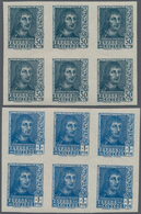 Spanien: 1938, Ferdinand II. NOT ISSUED Definitive Stamps 50c. Greyish-blue And 1pta. Blue In IMPERF - Used Stamps