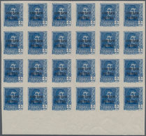 Spanien: 1938, Airmails 50c. Slate And 1pts. Blue, IMPERFORATED Bottom Marginal Blocks Of 24 With BL - Used Stamps