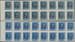 Spanien: 1938, Airmails 50c. Slate And 1pts. Blue, IMPERFORATED Left Marginal Blocks Of 16, Mint Nev - Gebraucht