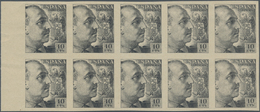 Spanien: 1939, Compulsory Surtax Stamp General Franco 10c. IMPERFORATED COLOUR PROOF In Grey In A Bl - Used Stamps