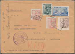 Spanien: 1939 Registered Cover From Madrid To Oakland With Very Good Franking From I.a. 10 Cts. Brow - Gebruikt