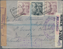 Spanien: 1942, Letter From BURGOS Via San Sebastian And Madrid To DUBLIN/Scotland With Spanish And E - Used Stamps