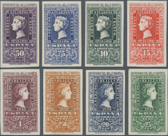 Spanien: 1950 'Stamp Centenary' Complete Set Of Eight Imperf Stamps, Mint Never Hinged, The 50c. Wit - Gebraucht