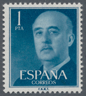 Spanien: 1955, Definitives "General Franco", 1pts. Blue, Colour Essay, Unmounted Mint, Certificate G - Used Stamps