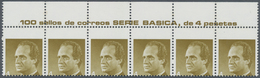 Spanien: 1986, King Juan Carlos I. 4pta. Dark Yellow Olive With HEAVY SHIFTED Horizontal Perforation - Used Stamps