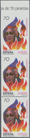 Spanien: 1998, Europa-CEPT 70pts. 'Johannis Fire' Vertical Strip Of Three With Upper Stamp IMPERFORA - Used Stamps