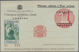 Spanien - Asturien: 1936, Unused Local Air Letter Sheet For The Local Government Of Asturias And Leó - Asturien & Léon