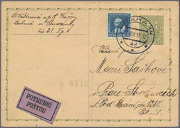 Tschechoslowakei - Ganzsachen: 1933/1937, 90 H Green And 50 H Green (vertical Fold) Two Postal Stati - Cartes Postales