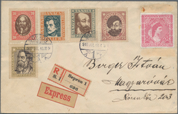 Ungarn: 1919, Communist Issues, Set Of Five Tied "SOPRON 919 JUL 18" To Registered Express Inland Co - Gebruikt