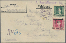 Westukraine: 1919, 4 G On 2 Kr And 10 G On 50 H Overprint Stamps With Violet Cancel "K.u.K. HAUPTFEL - Ucrania