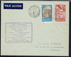 Soudan Français - 1937 - Premier Voyage D'essai Aérien Bamako-Dakar Par Air-France - TB - - Brieven En Documenten