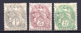 1902 CRETE DEFINITIVES MICHEL: 1-2, 5 MH * - Nuovi