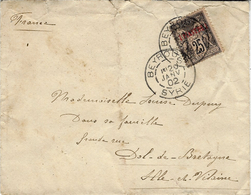 1902- Enveloppe Affr. Groupe 25 Surcharge 1 PIASTRE 1 Oblit. De BEYROUYH  / SYRIE - Brieven En Documenten