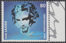 !a! GERMANY 2020 Mi. 3513 MNH SINGLE W/ Right Margin (c) - Ludwig Van Beethoven - Unused Stamps