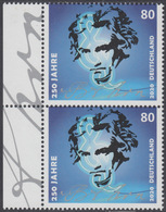 !a! GERMANY 2020 Mi. 3513 MNH Vert.PAIR W/ Left Margins - Ludwig Van Beethoven - Nuevos