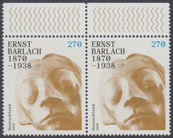 !a! GERMANY 2020 Mi. 3514 MNH Horiz.PAIR W/ Top Margins - Ernst Barlach - Unused Stamps