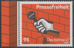 !a! GERMANY 2020 Mi. 3515 MNH SINGLE W/ Left Margin - Freedom Of Press - Unused Stamps