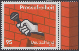 !a! GERMANY 2020 Mi. 3515 MNH SINGLE W/ Right Margin - Freedom Of Press - Neufs