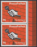 !a! GERMANY 2020 Mi. 3515 MNH Vert.PAIR W/ Right Margins - Freedom Of Press - Unused Stamps