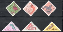 SERIE OISEAUX 1954 / YT 318 à 323 OBLITERES - Liberia