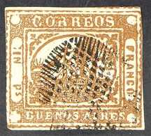 BUENOS AIRES 1858 1p Light Brown Steamship Local Stamp (Scott 1, SG P18), Fine Used With Nice Ponchito Cancel, 2+ Margin - Altri & Non Classificati