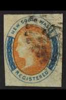 NEW SOUTH WALES 1856-59 Registered 6d Orange And Prussian Blue, SG 104, With Four Good Margins And Neatly Cancelled. For - Altri & Non Classificati