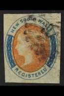 NEW SOUTH WALES 1856-59 Registered 6d Orange And Prussian Blue, SG 104, With Four Good Margins And Neatly Cancelled. For - Andere & Zonder Classificatie