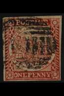 NEW SOUTH WALES 1850 1d Dull Carmine Sydney View Plate II, SG 11, Fine Used, 4 Good To Large Margins, Fresh. RPSL Photo- - Other & Unclassified
