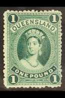 QUEENSLAND 1886 £1 Deep Green On Thick Paper, SG 161, Fine Mint, Large Part Og. For More Images, Please Visit Http://www - Other & Unclassified