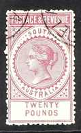 SOUTH AUSTRALIA 1886 £20 Claret "Postage & Revenue" Perf 11½-12½, SG 208a, Superb Used / Adelaide Cto. A Beautiful And E - Other & Unclassified