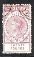 SOUTH AUSTRALIA 1886 £20 Claret "Postage & Revenue" Perf 11½-12½, SG 208a, Superb Used / Adelaide Cto. A Beautiful And E - Andere & Zonder Classificatie