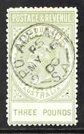 SOUTH AUSTRALIA 1886 £3 Sage Green "Postage & Revenue" Perf 11½-12½, SG 202a, Very Fine Used. Scarce. For More Images, P - Otros & Sin Clasificación