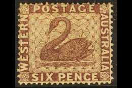 WESTERN AUSTRALIA 1861 6d Purple Brown Clean Cut Perf 14-16, SG 42, Unused & Without Gum. Lovely! For More Images, Pleas - Andere & Zonder Classificatie