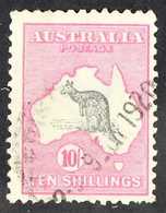 1915 10s Grey And Bright Aniline Pink, Wmk Narrow Crown, Kangaroo, SG 43a, Used. For More Images, Please Visit Http://ww - Other & Unclassified