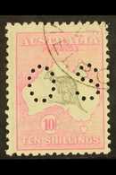 1915-28 10s Grey And Pink Kangaroo, OS Perfin, SG O51, Fine C.t.o. For More Images, Please Visit Http://www.sandafayre.c - Sonstige & Ohne Zuordnung