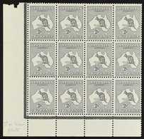 1915-28 2d Grey, 'Roo, SG 35, Never Hinged Mint CORNER BLOCK OF TWELVE From The Lower-left Position. Scarce Multiple, Ex - Other & Unclassified