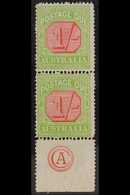 POSTAGE DUES 1913 1s Scarlet And Yellow Green, SG D85, Never Hinged Mint Vertical Pair With Bottom Margin Showing "CA" M - Sonstige & Ohne Zuordnung