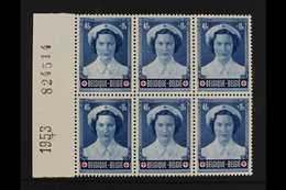 1953 4f + 1f Blue "Princess Josephine" Red Cross, Variety "White Forehead", Cob 916v1, As SG 1440, Dated - Marginal BLOC - Altri & Non Classificati