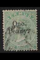 1875 1d On 1s Green, SG 17, Used, Tiny Thin At Lower Left Corner. For More Images, Please Visit Http://www.sandafayre.co - Bermuda