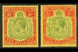 1918-22 5s, The Two Shades, SG 53/53d, Fine Mint. (2) For More Images, Please Visit Http://www.sandafayre.com/itemdetail - Bermudes