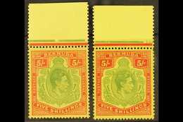 1950 5s Perf. 13, The Two Shades, SG 118f/g, Never Hinged Mint Upper Marginal Examples. (2) For More Images, Please Visi - Bermuda