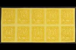 1867-68 50c Yellow Condor (SG 8, Scott 5), Very Fine Mint (most Stamps Never Hinged) BLOCK Of 10 (5x2), All Stamps With  - Bolivien